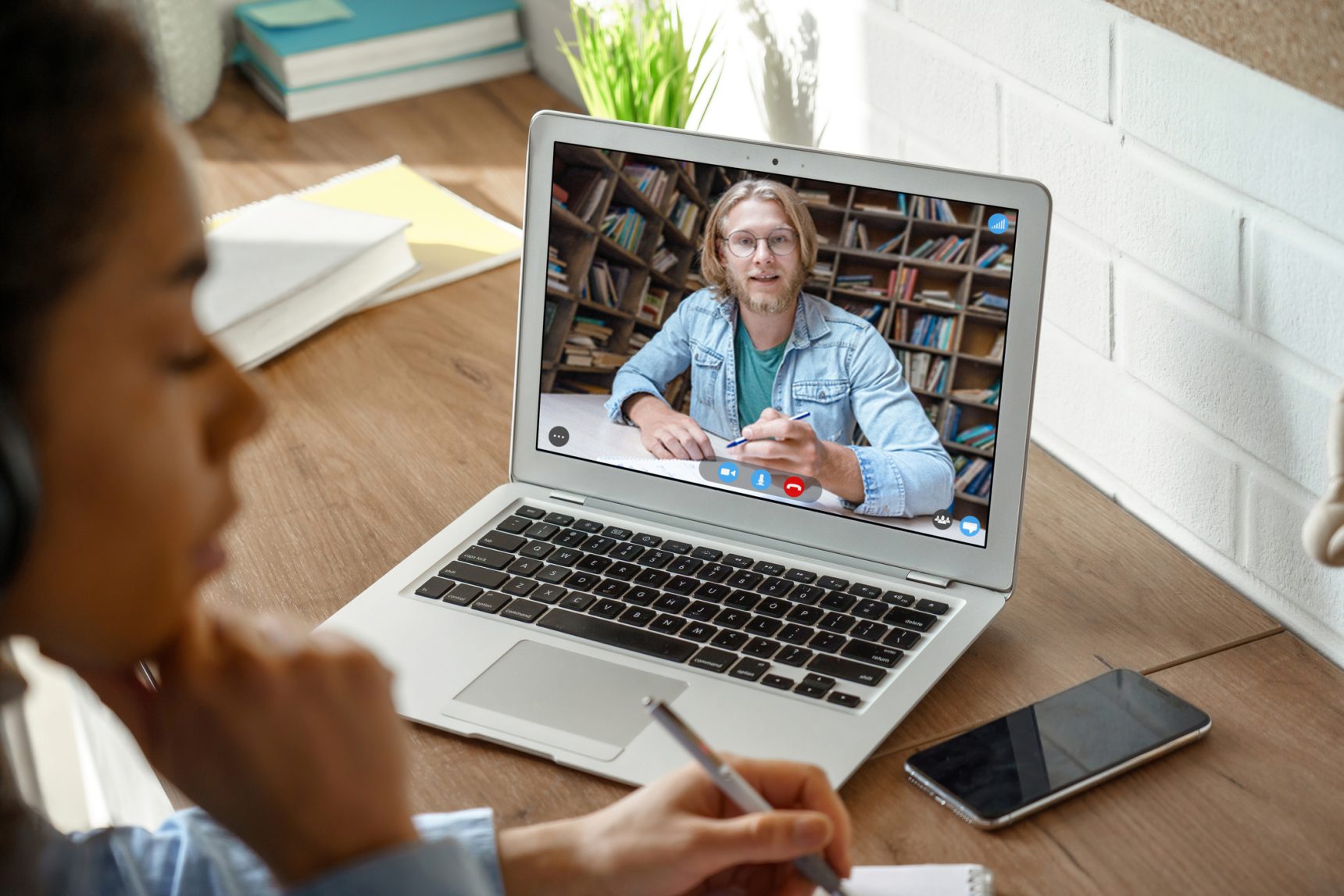 View of laptop during online tutoring session.