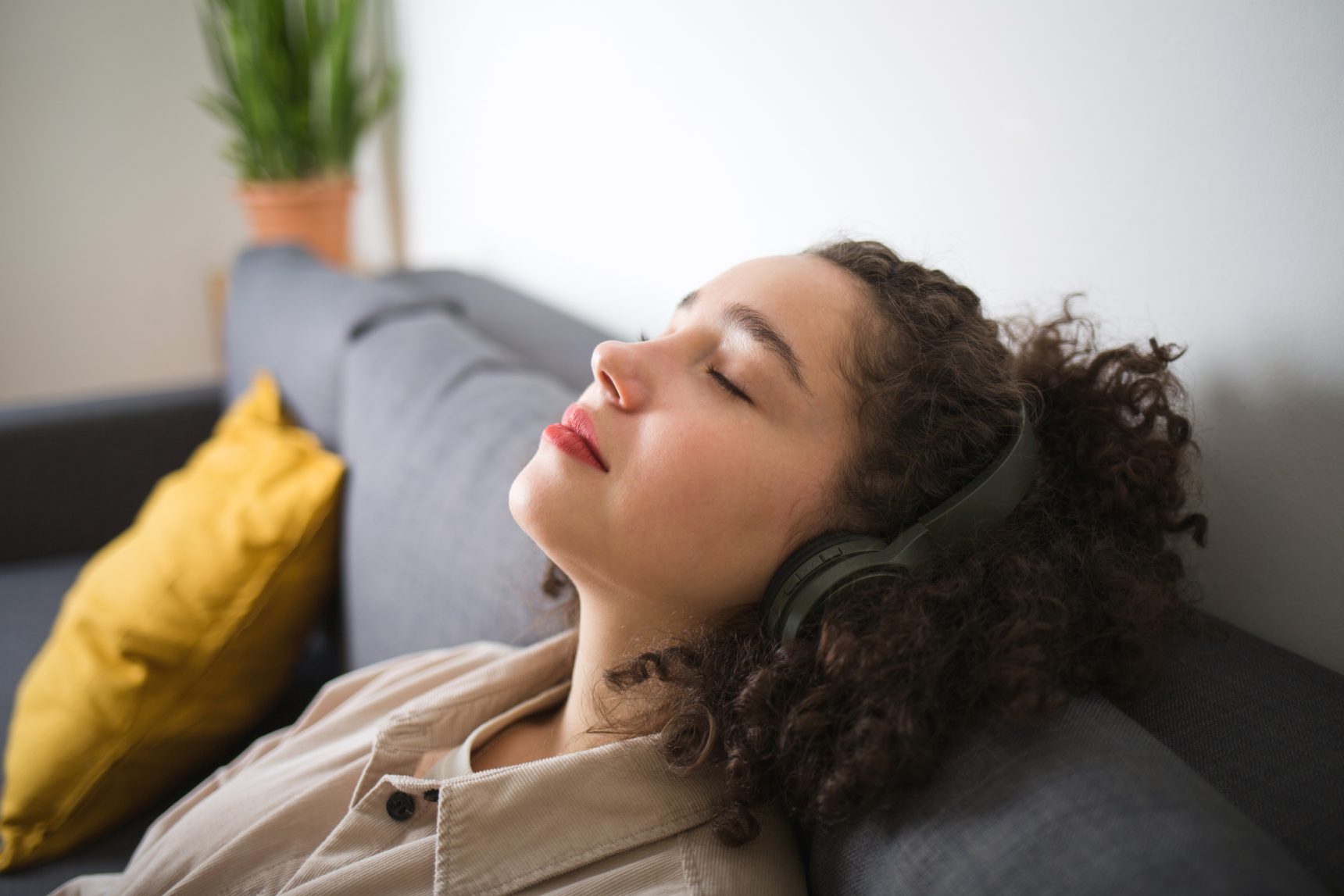 Teenager listening to music.
