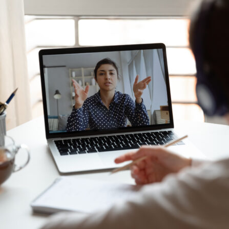 Online tutor explaining a concept to their student.